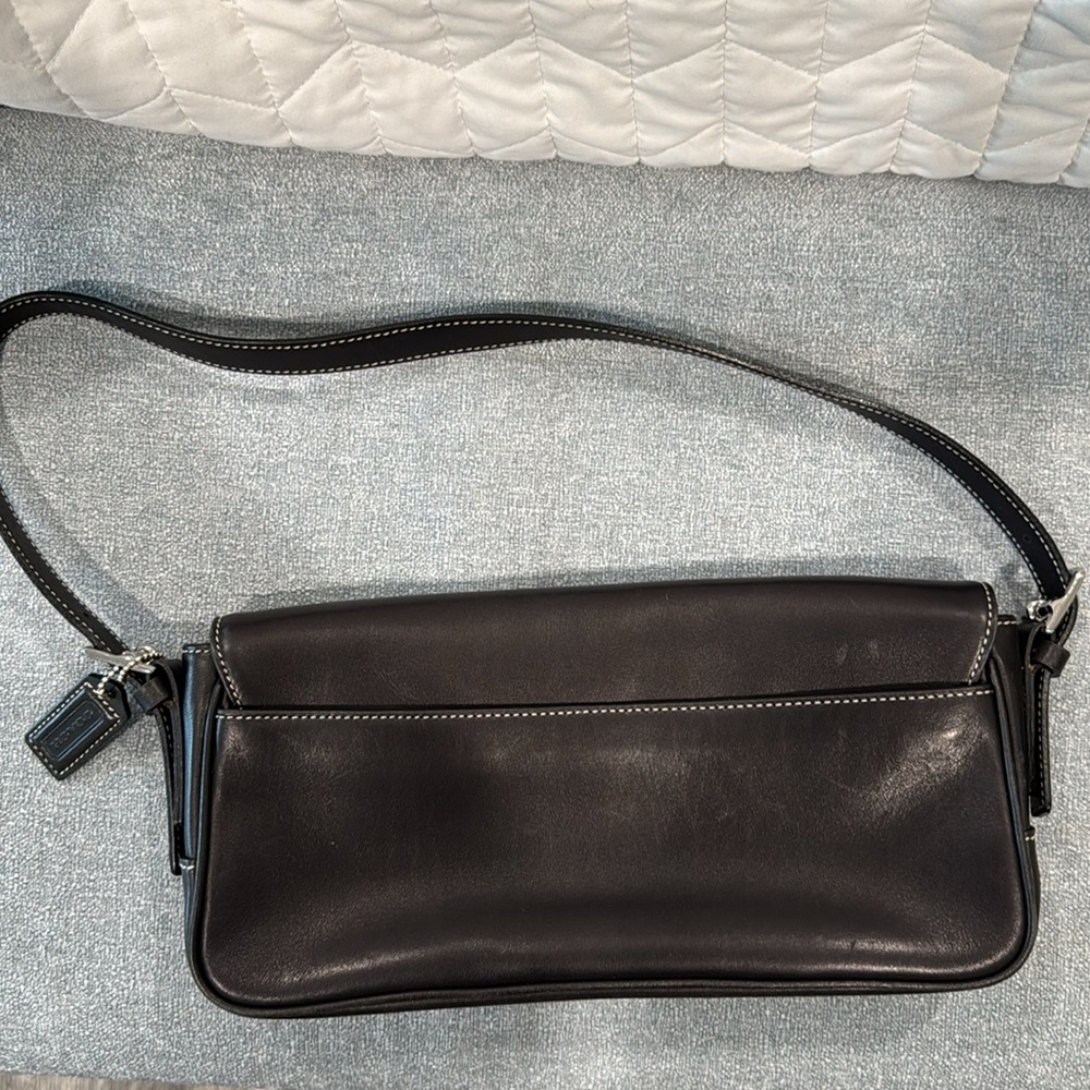 Coach Hampton Black Leather Shoulder Bag with dust bag - Picture 5 of 6